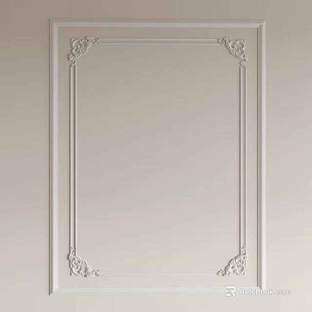 Elegant Gypsum Molding Design On White Wall With Ornate Decorative Patterns For Interior Decoration 3d model 
