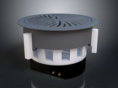 Practical Circular Floor Drain with Grated Top White Supporting Structure and Black Base 3d model