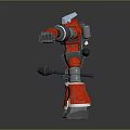 Futuristic Red Mechanical Robot With Silver Arms Legs And Metallic Body Standing Pose