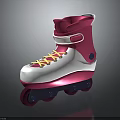 Kids Roller Skates With Pink White Body Yellow Laces And Dark Wheels