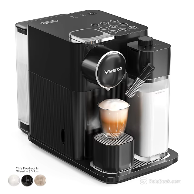 Café Coffee Making Scene With NESPRESSO Espresso Machine And Frothy Coffee Cup 3d model 