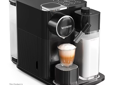 Café Coffee Making Scene With NESPRESSO Espresso Machine And Frothy Coffee Cup 3d model