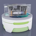Industrial Equipment Display Model with Transparent Cover Circular Base and Detailed Structure