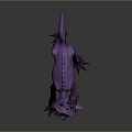 Purple Skeleton Cat Creature Fantasy Character with Big Eyes Long Tail Yellow Bell Black Claws