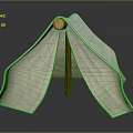 Light Beige Camping Tent With Wooden Frame Round Top And Simple Design