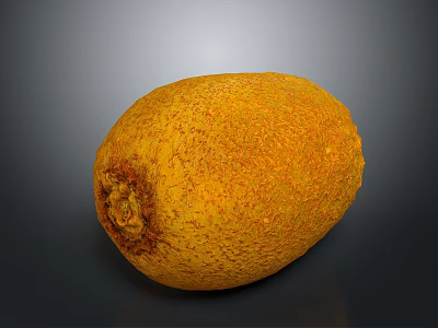 Fresh Ripe Golden Kiwi Fruit With Fuzzy Yellow Skin And Oval Shape 3d model