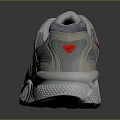 Gray And White Sporty Sneakers With Red Logo Mesh Design And Comfortable Sole