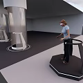 Smart Machines With Silver Cylindrical Bodies And Hexagonal Interactive Platform In Modern Setting 3d model