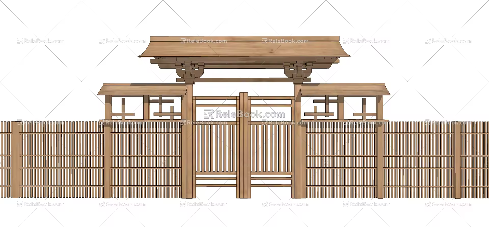 New Chinese Style Gate Patio Door 3d model