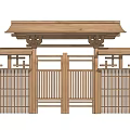 New Chinese Style Gate Patio Door 3d model