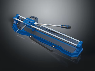 Blue Tile Cutter Hardware Tool With Sliding Rail And Grip Handle 3d model