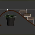 Modern Curved Furniture With Glass Top And Step Like Drawers Plus Potted Plant