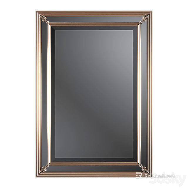 Elegant Modern Mirror With Gold Frame And Sleek Contemporary Design 3d model 