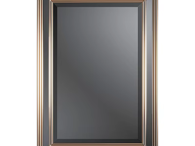 Elegant Modern Mirror With Gold Frame And Sleek Contemporary Design 3d model