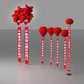 Qianhu Wetland Park National Day Celebrations With Red Balloons And Decorative Pillars