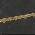 Golden Wall Mounted Bathroom Cabinet Rack With Hooks On Marble Wall