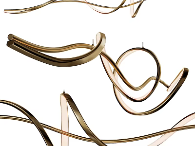 Modern Elegant Chandelier With Flowing Curved Metal Lines And Contemporary Design 3d model
