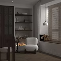Elegant Modern Dressing Table With Mirror Side Chair Cosmetics Perfume Bottles And Herringbone Wooden Floor