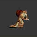 3D Game And Movie Character With Red Shell Orange Body And Clawed Limbs