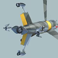 Military Fighter Jet With Camouflage Paint Shark Mouth Design And Wings