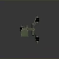 Airplane Landing Gear With Green Metal Structure And Multiple Wheels
