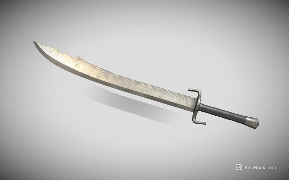 Detailed View Of Long Blade Weapon With Sharp Metal Edge And Sturdy Handle 3d model 