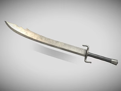 Detailed View Of Long Blade Weapon With Sharp Metal Edge And Sturdy Handle 3d model