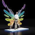 Vibrant Multicolored Butterfly Wing Photo Spot With Man Standing On White Platform