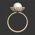 Elegant Rose Gold Ring With Large White Pearl And Sparkling Diamonds Design