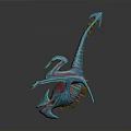 Vibrant 3D Fantasy Creature Character With Long Neck Multiple Limbs Blue Green Red Textures