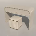 Modern Minimalist Vanity Design With Drawer And Textured Stool Rounded Edges 3d model