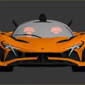 Orange Futuristic Sports Car With Sleek Design Transparent Roof And Sporty Wheels