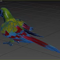 Green Parrot With Colorful Feathers Red Blue Wings Standing In Natural Outdoor Setting