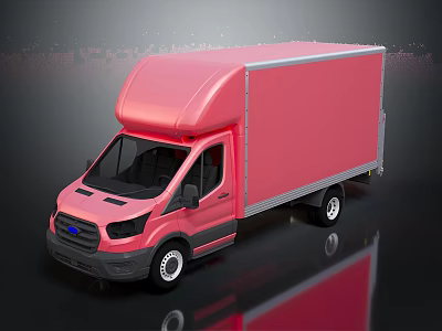 Pink Box Truck With Smooth Exterior And Reflective Surface Design 3d model