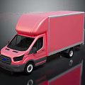 Pink Box Truck With Smooth Exterior And Reflective Surface Design