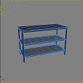 Three Tier Metal Frame Storage Shelf with Grid Shelves and Top Platform for Home Organization