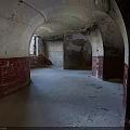 Indoor Arched Interior With Red Brick Walls Graffiti And Natural Light
