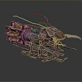 Mechanical Insect Model With Metal Structure Red Eyes Sickle Like Forelimbs And Purple Brown Color