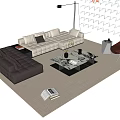 Modern Sofa and Coffee Table Set With Brown Beige Upholstery Marble Top And Accent Chair