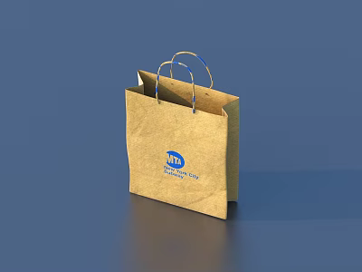 Brown Paper Shopping Bag With Metal Handles And Blue NTT Secure Pay Logo 3d model