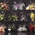 Colorful Flower Arrangements In Decorative Vases With Various Orchid Rose And Fern Designs