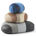 Comfortable Upholstered Sofa Stools In Gray Beige Brown Blue With Modern Rounded Design