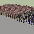Many People in Military Uniforms with Red Berets and Green Camouflage Standing in Formation