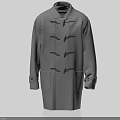 Gray Long Length Coat With Horn Buttons Pockets And Cuff Details