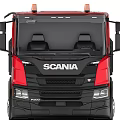 Scania Red Heavy Duty Dump Truck Featuring Multi Wheel And Cab Design