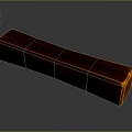 Long Rectangular Wooden Block With Orange Color And Natural Wood Grain On Dark Background