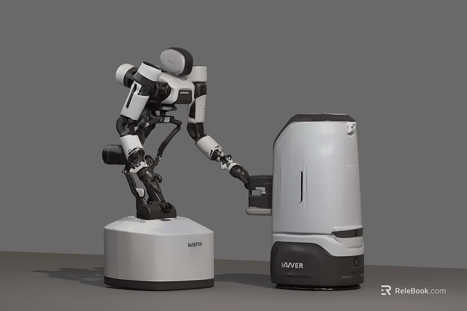 Smart Machine Robot Featuring Mechanical Arm And White NOVA Equipment 3d model 
