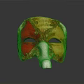 Decorative Home Mask With Yellow Red And Gold Ornate Patterns And White Nose