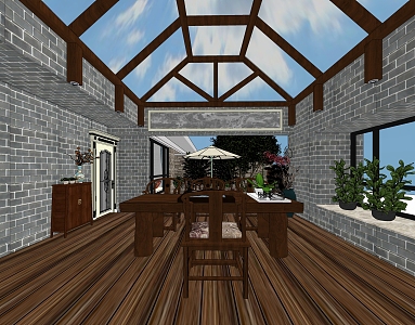 New Chinese Sunshine Room 3d model