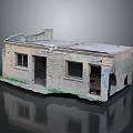 Abandoned Building With Brick Wall Structure Damaged Roof Windows And Green Plants